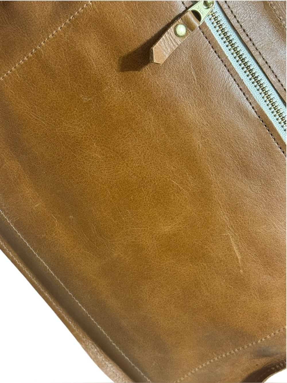 Handmade Genuine Leather Cow Hair Crossbody Bag Cognac $201 Retail NWT - Picture 13 of 16